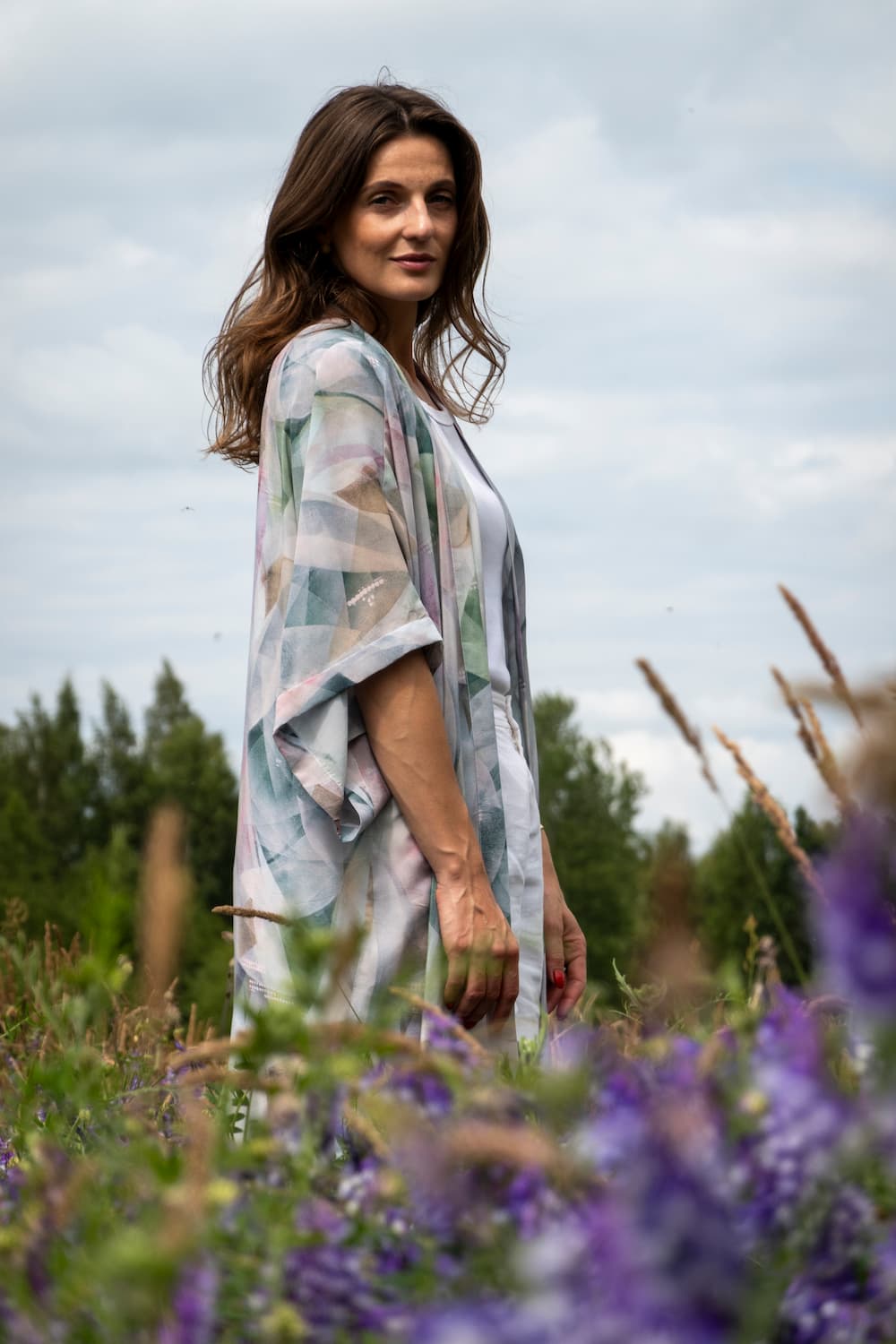 Kimono in Silk "Soft Frost Rose" with belt