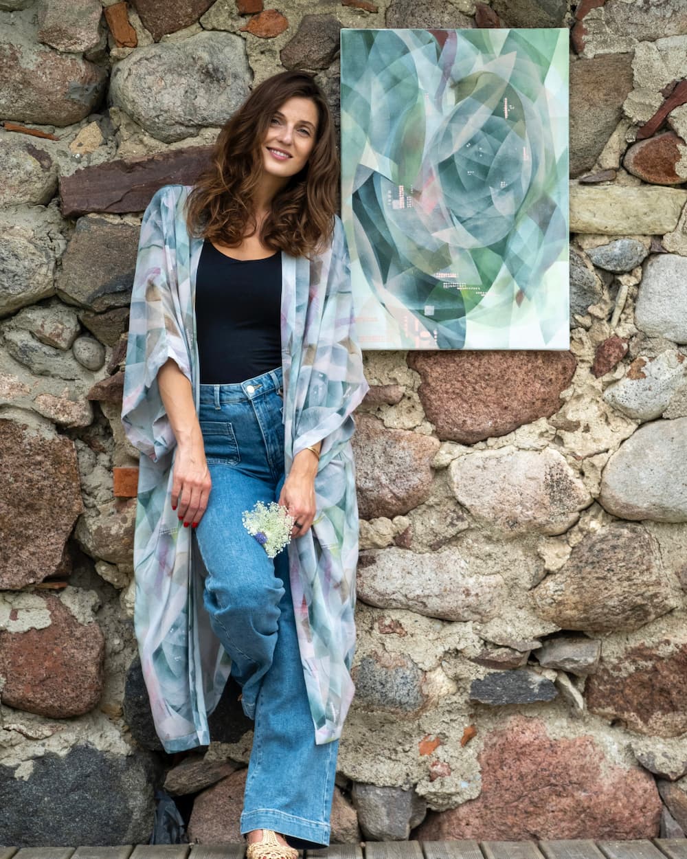 Kimono in Silk "Soft Frost Rose" with belt