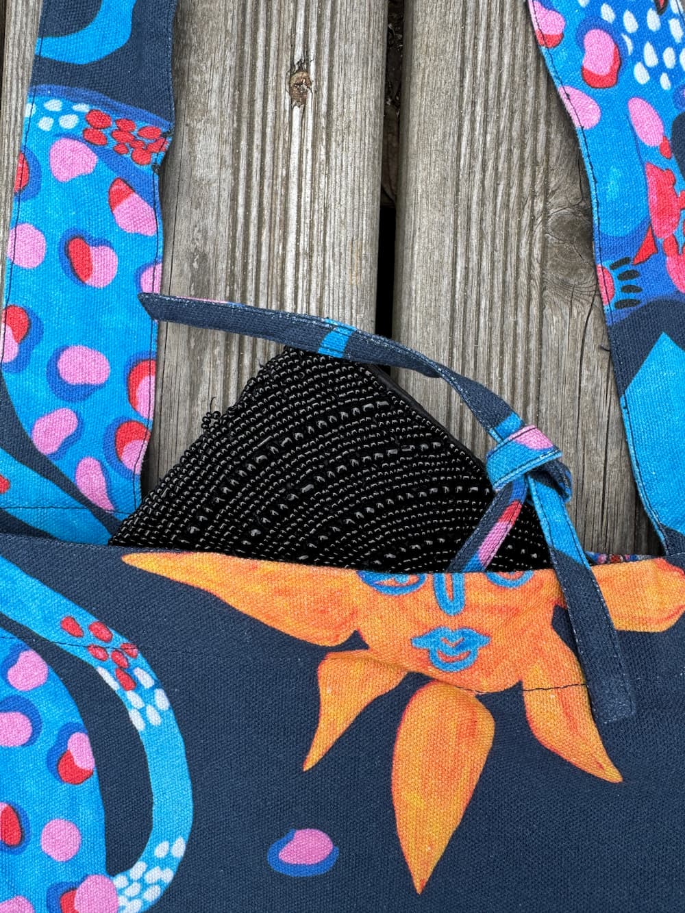City Tote in Cotton Duck "Blue Cats"