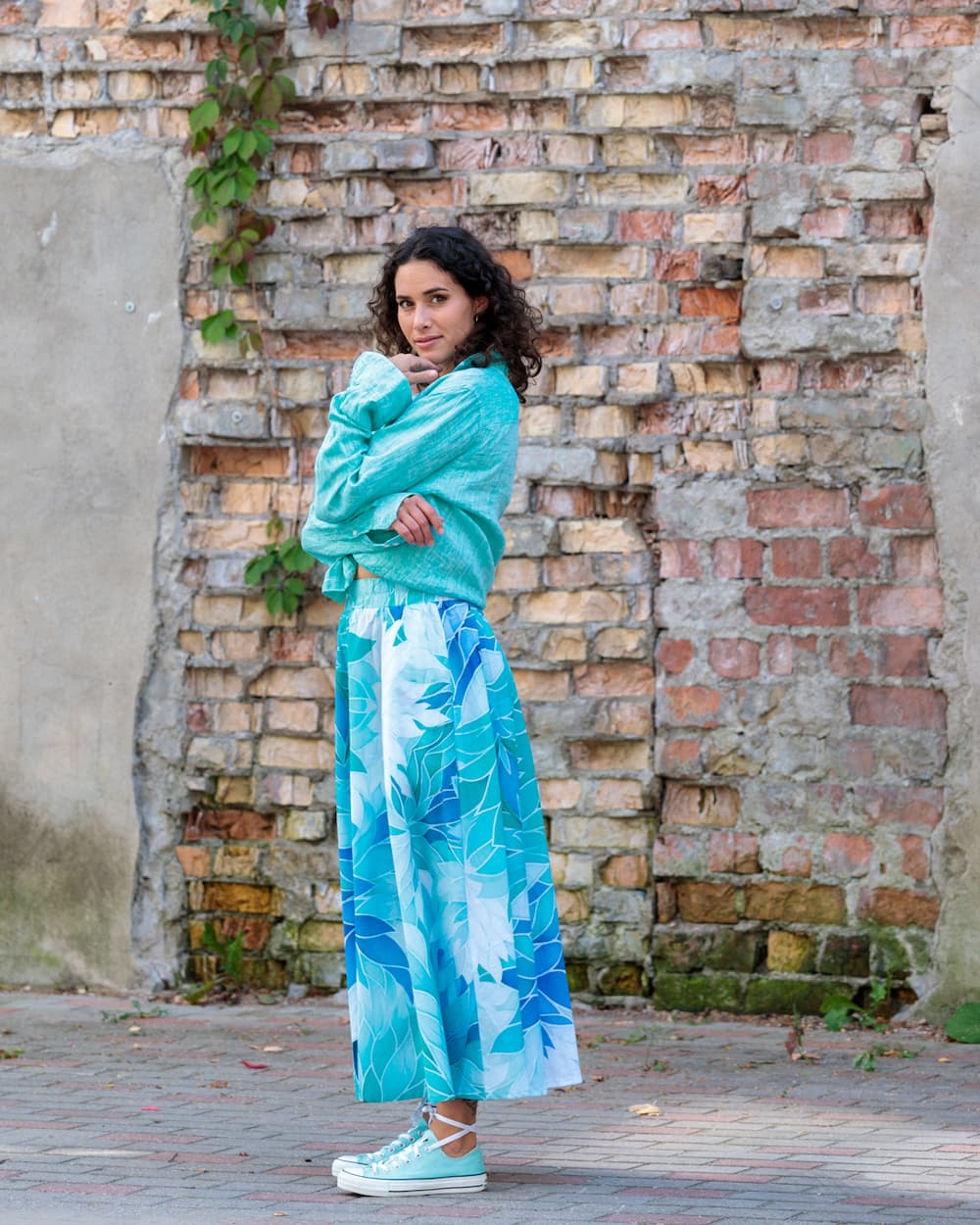 Skirt in Cotton "Aquamarine"