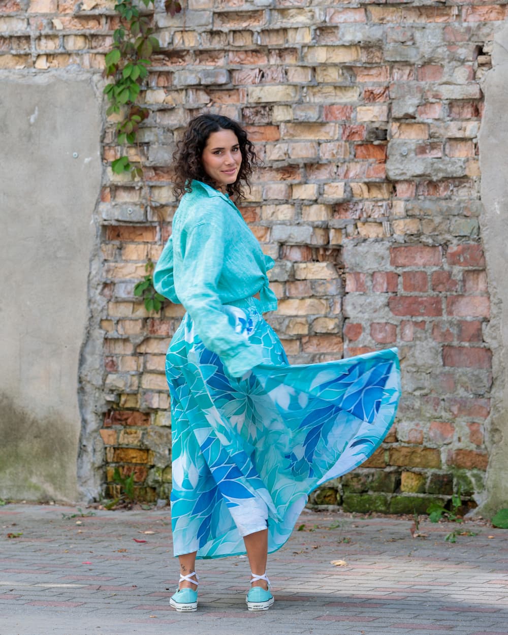 Skirt in Cotton "Aquamarine"