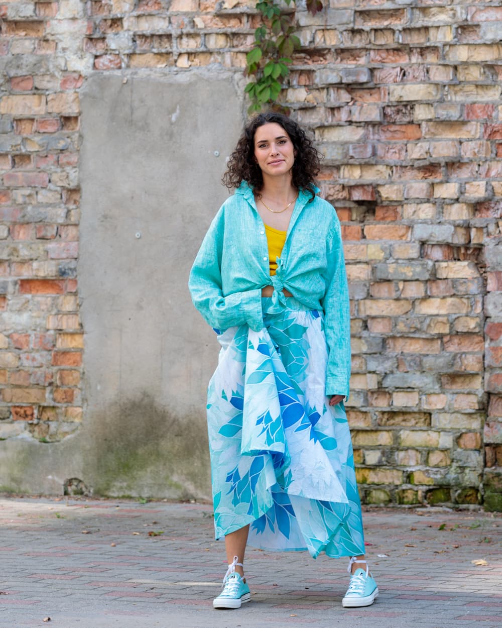 Skirt in Cotton "Aquamarine"