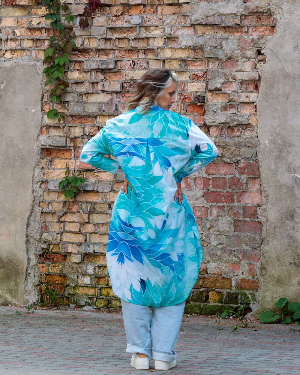 Shirtdress in Cotton "Aquamarine"