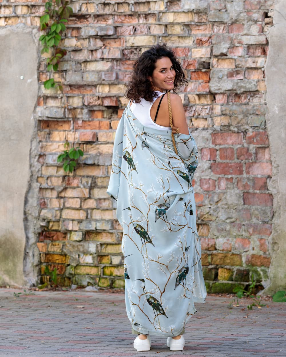 Kimono in Silk "Cranes"