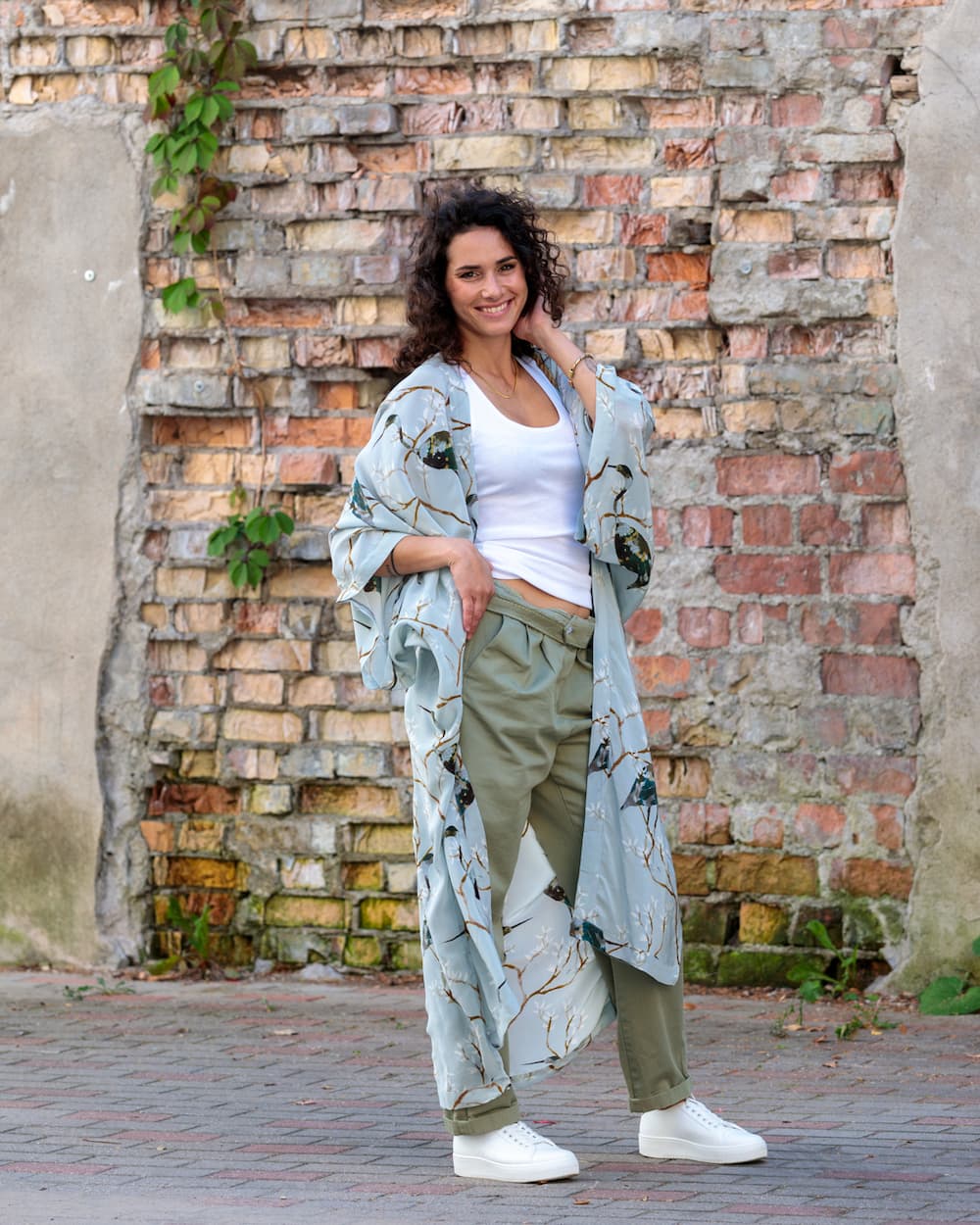 Kimono in Silk "Cranes"