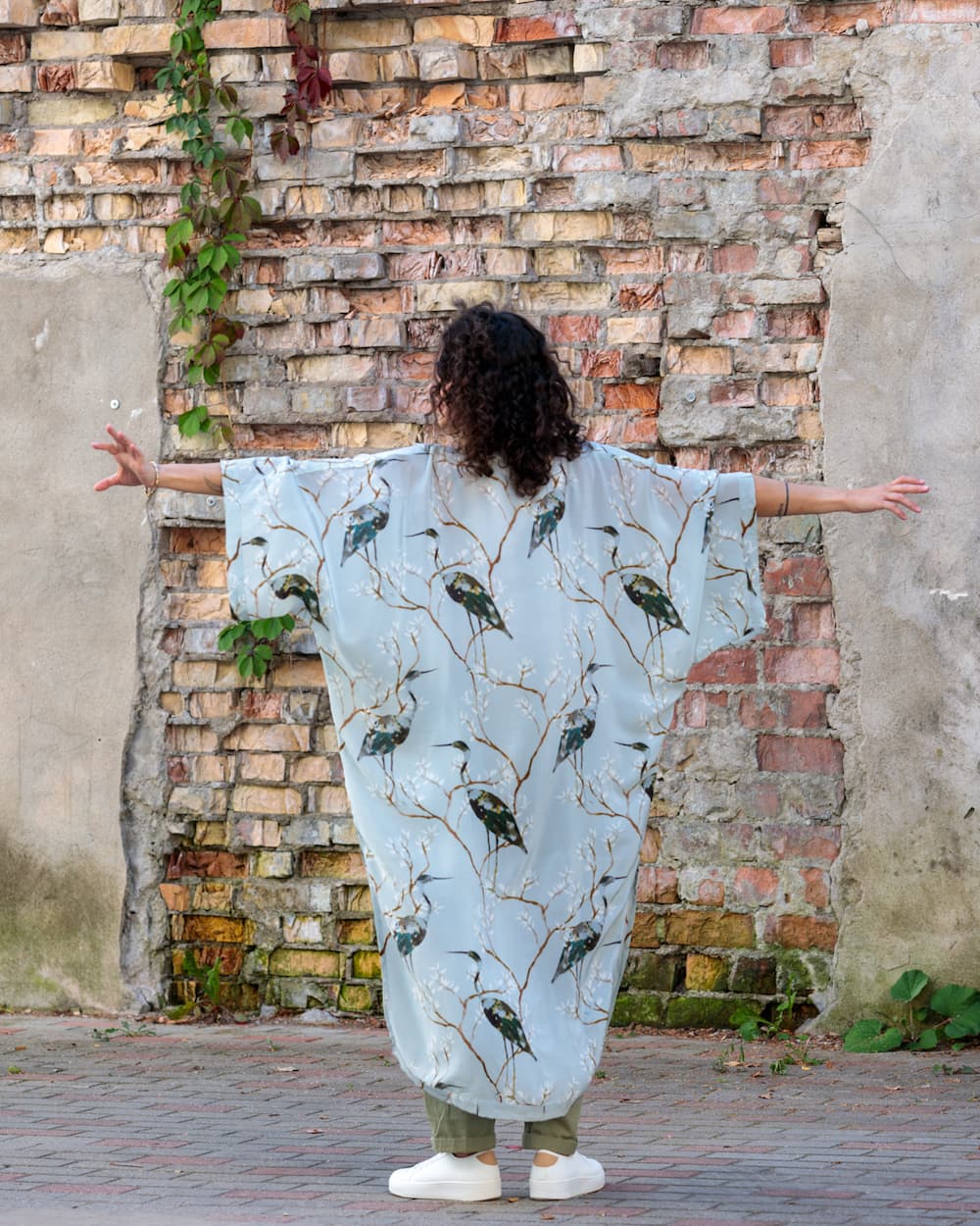 Kimono in Silk "Cranes"