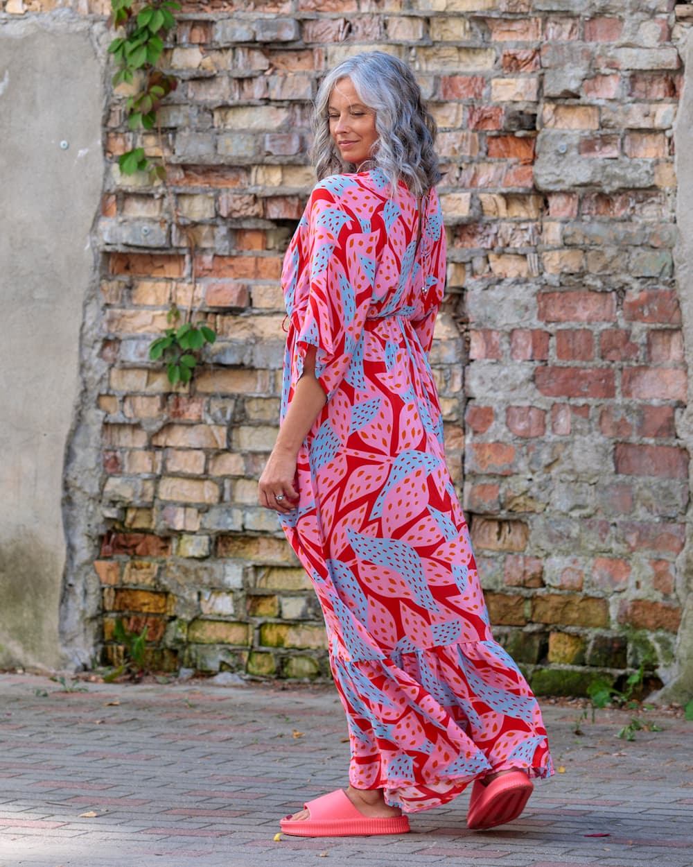 Long Dress in Silk "Pink Oshu"