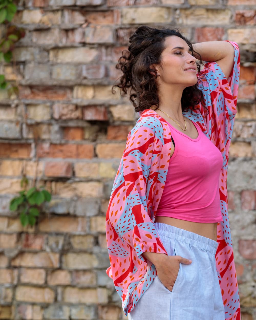 Kimono in Silk "Pink Oshu"