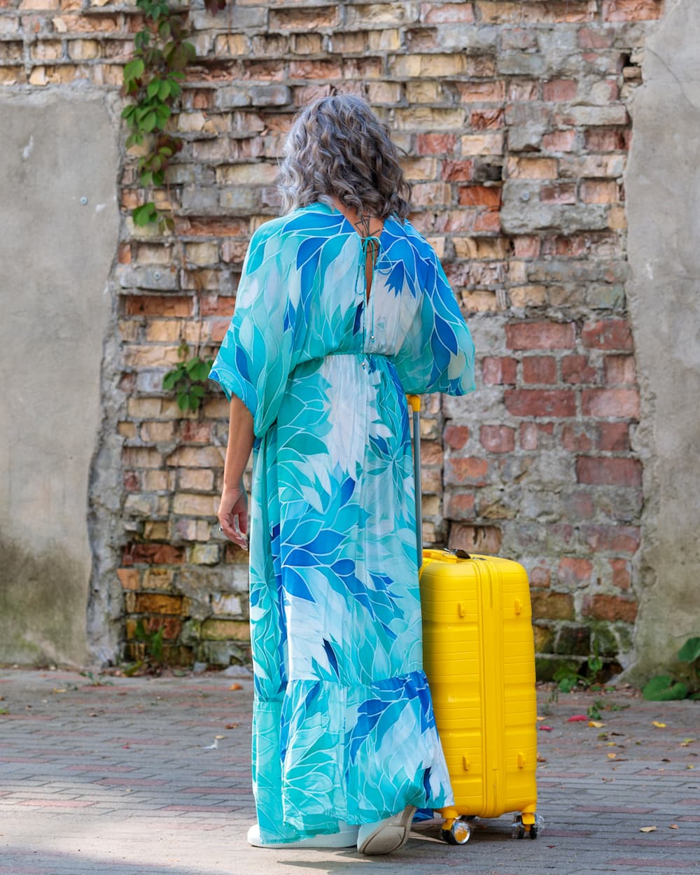 Long Dress in Silk "Aquamarine"