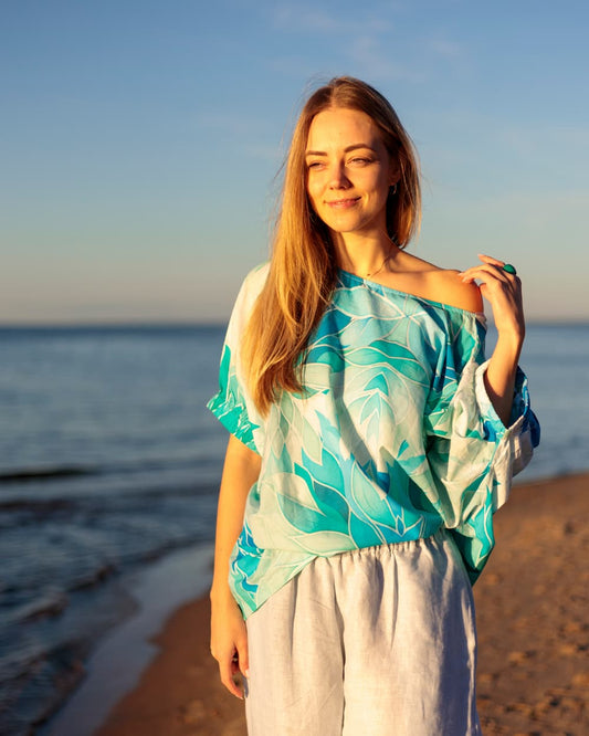 Top in Cotton "Aquamarine"