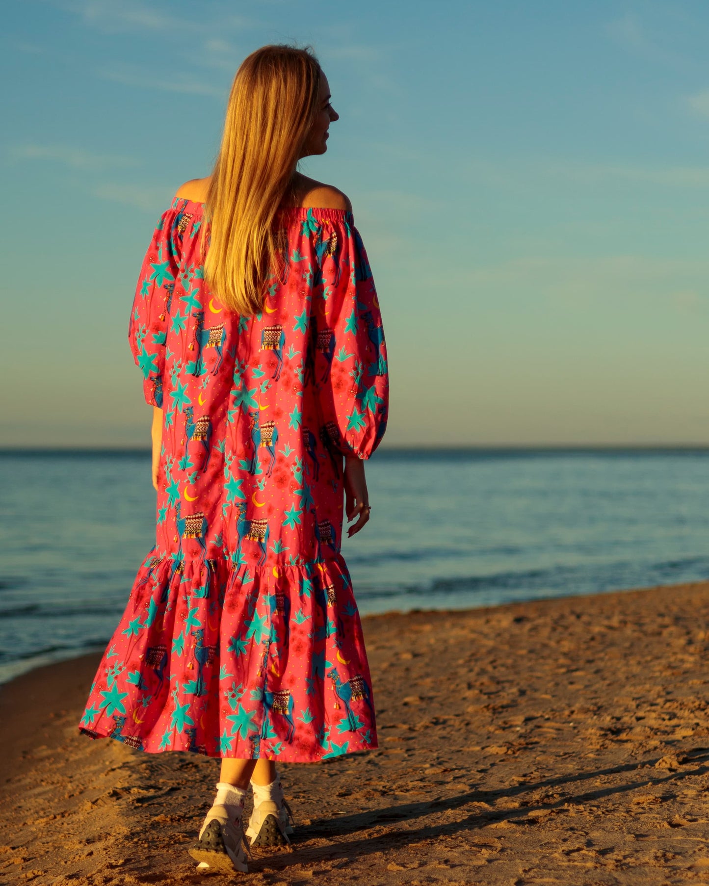 Midi Dress in Cotton "Camels"