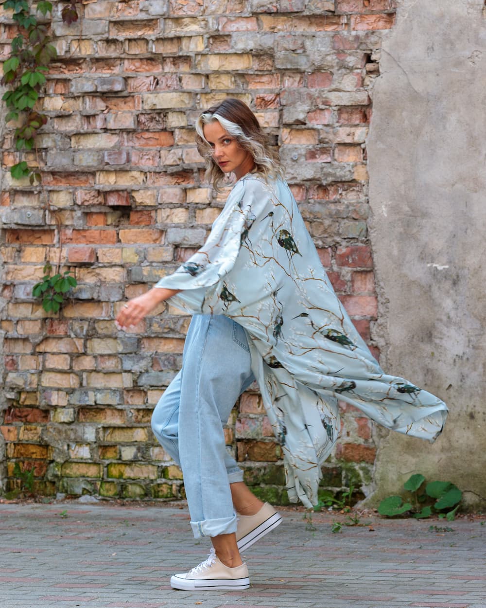 Kimono in Silk "Cranes"