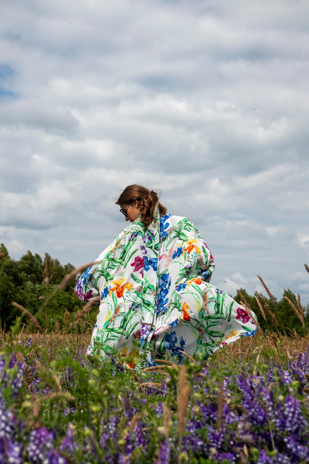 Kimono in Silk "Leo in Flowers" with belt
