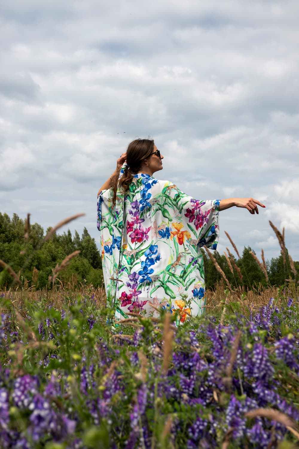 Kimono in Silk "Leo in Flowers" with belt