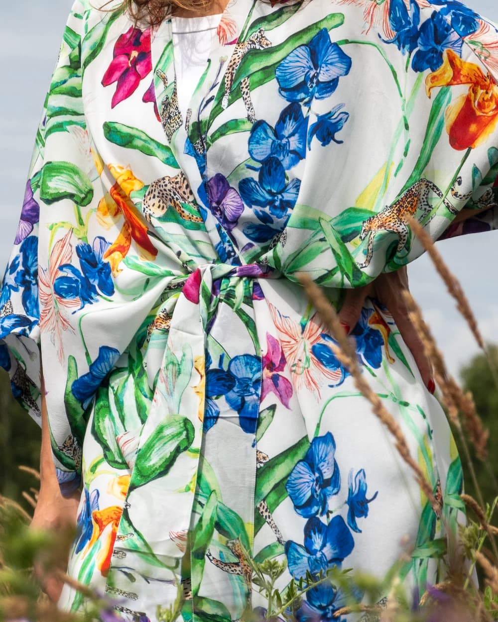 Kimono in Silk "Leo in Flowers" with belt