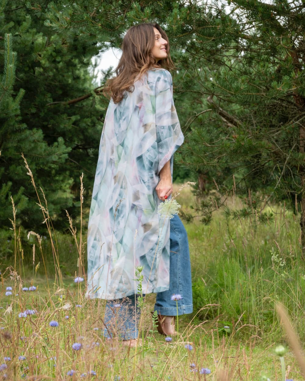 Kimono in Silk "Soft Frost Rose" with belt