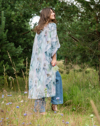 Kimono in Silk "Soft Frost Rose" with belt