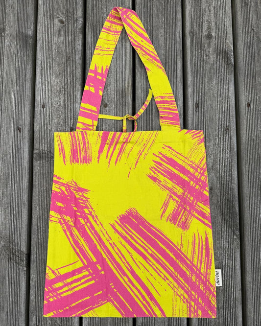 City Tote in Cotton Duck "Lemon Magenta"