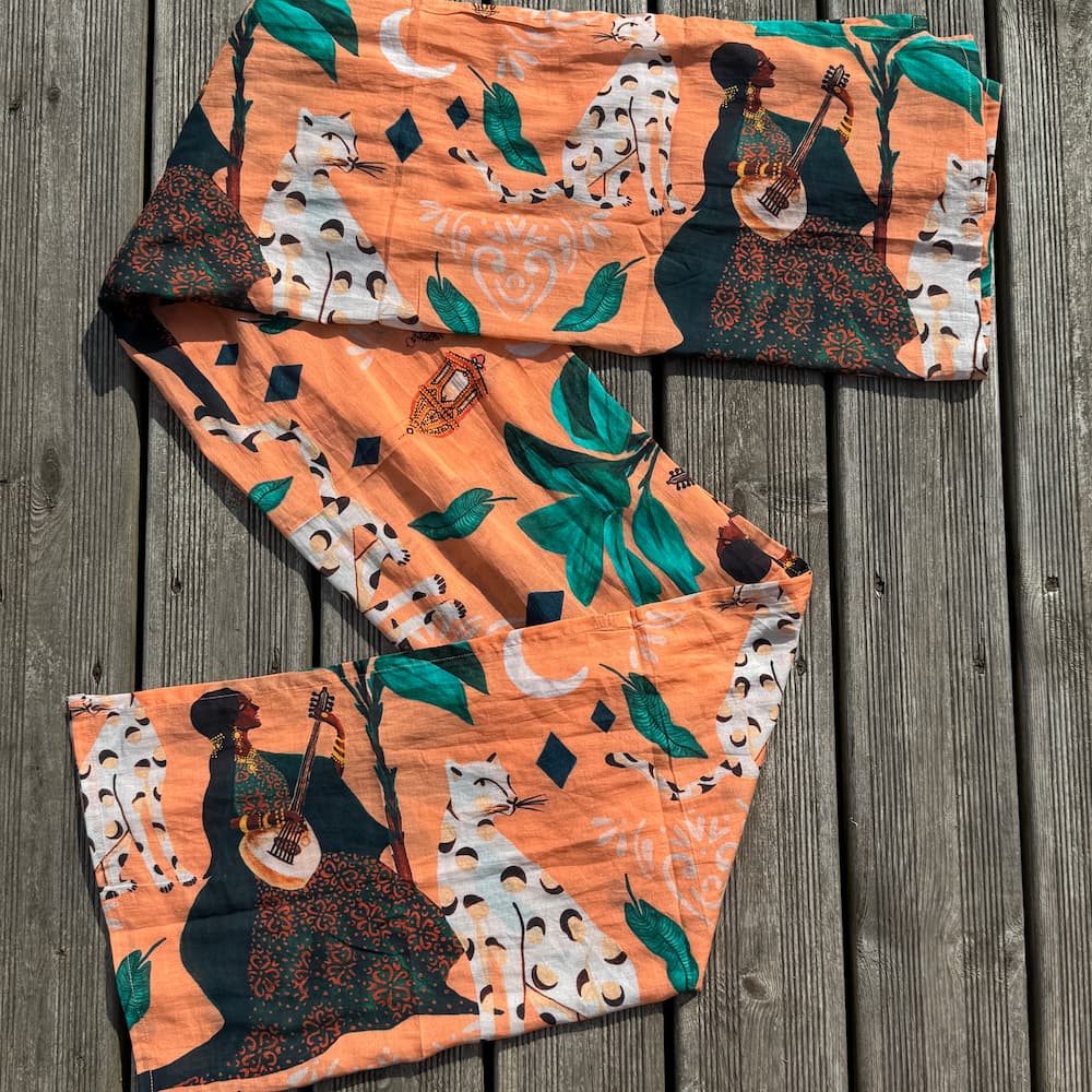 Beach Sarong in Cotton Voile "Peach Bedouin Moon"