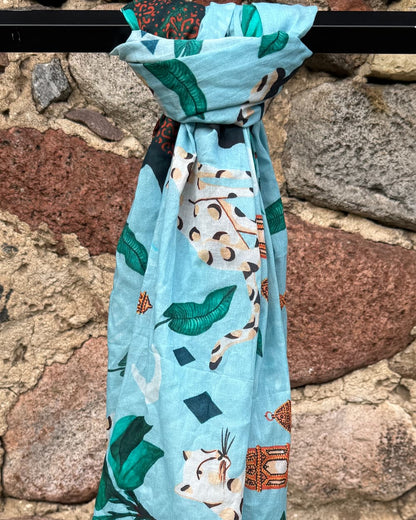 Beach Sarong in Cotton Voile "Pale Blue Bedouin Moon"
