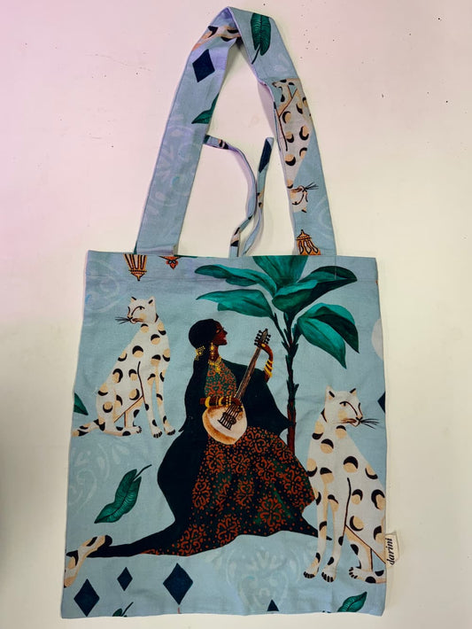 City Tote in Cotton Duck "Pale Blue Bedouin Moon"
