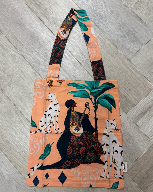 City Tote in Cotton Duck "Peach Bedouin Moon"