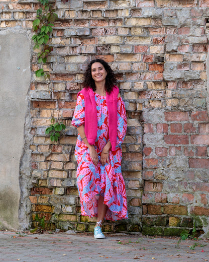 Midi Dress in Cotton "Pink Oshu"