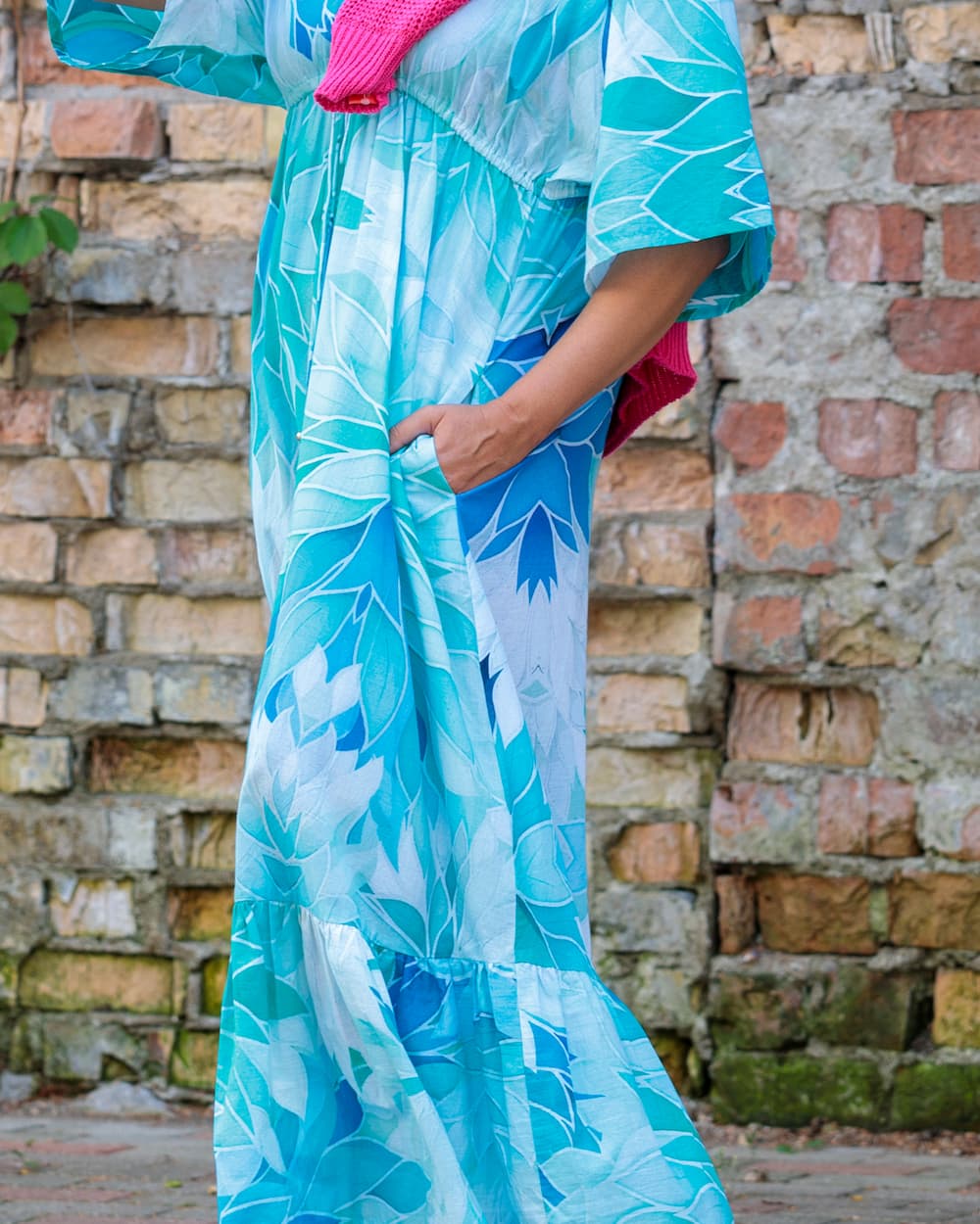 Long Dress in Cotton "Aquamarine"