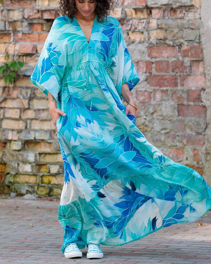 Long Dress in Cotton "Aquamarine"