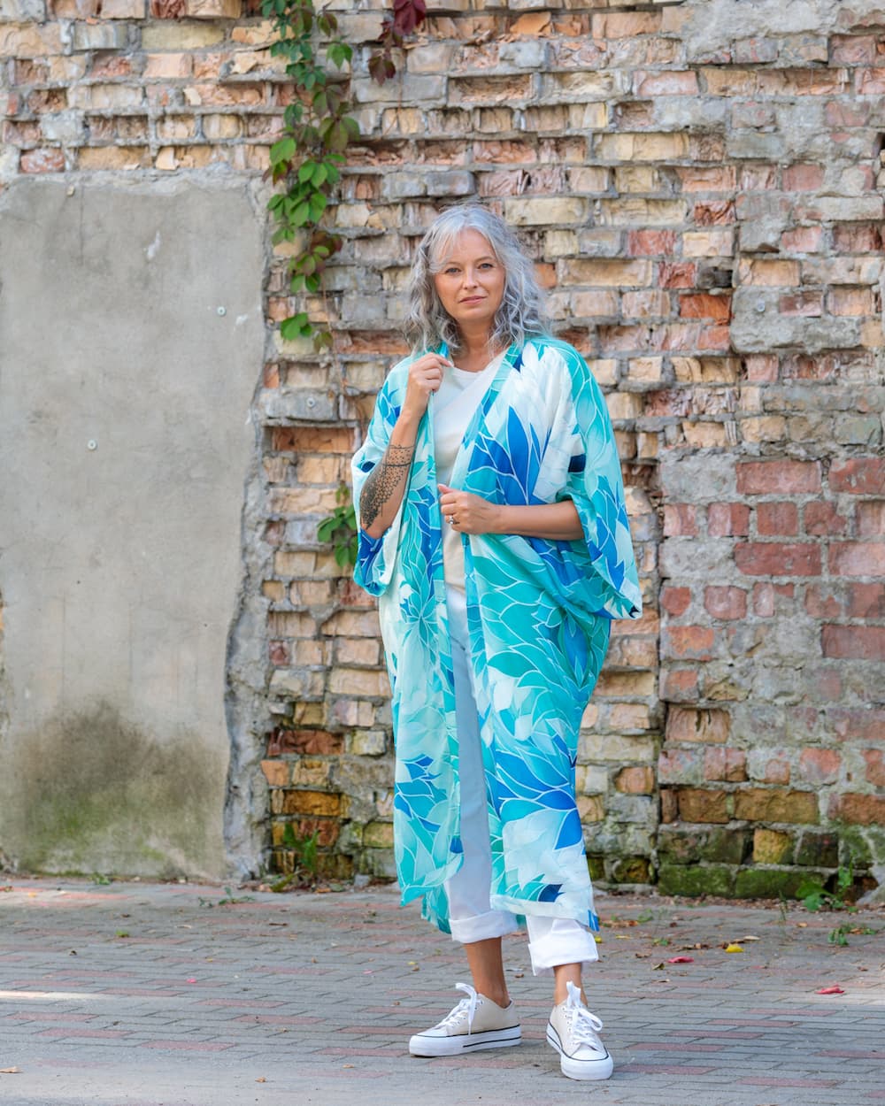 Kimono in Silk "Aquamarine"