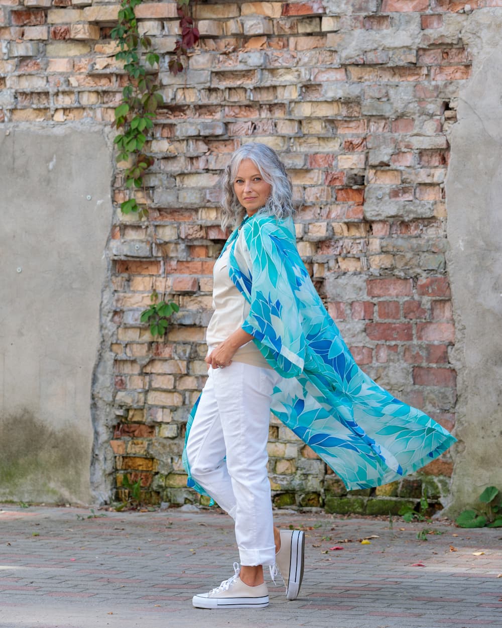 Kimono in Silk "Aquamarine"