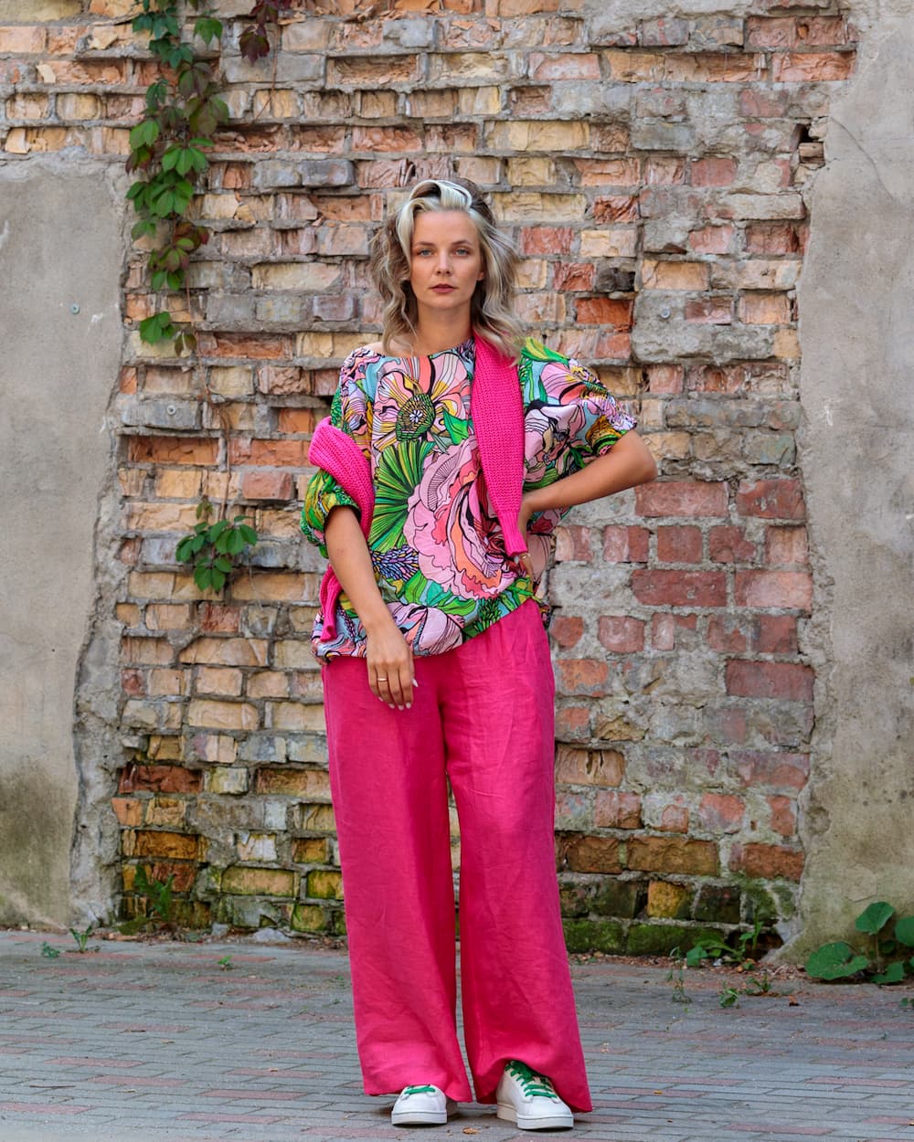 Pants in Linen "Fuchsia"