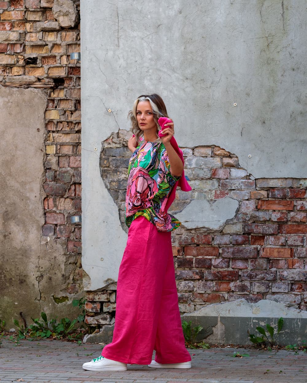 Pants in Linen "Fuchsia"