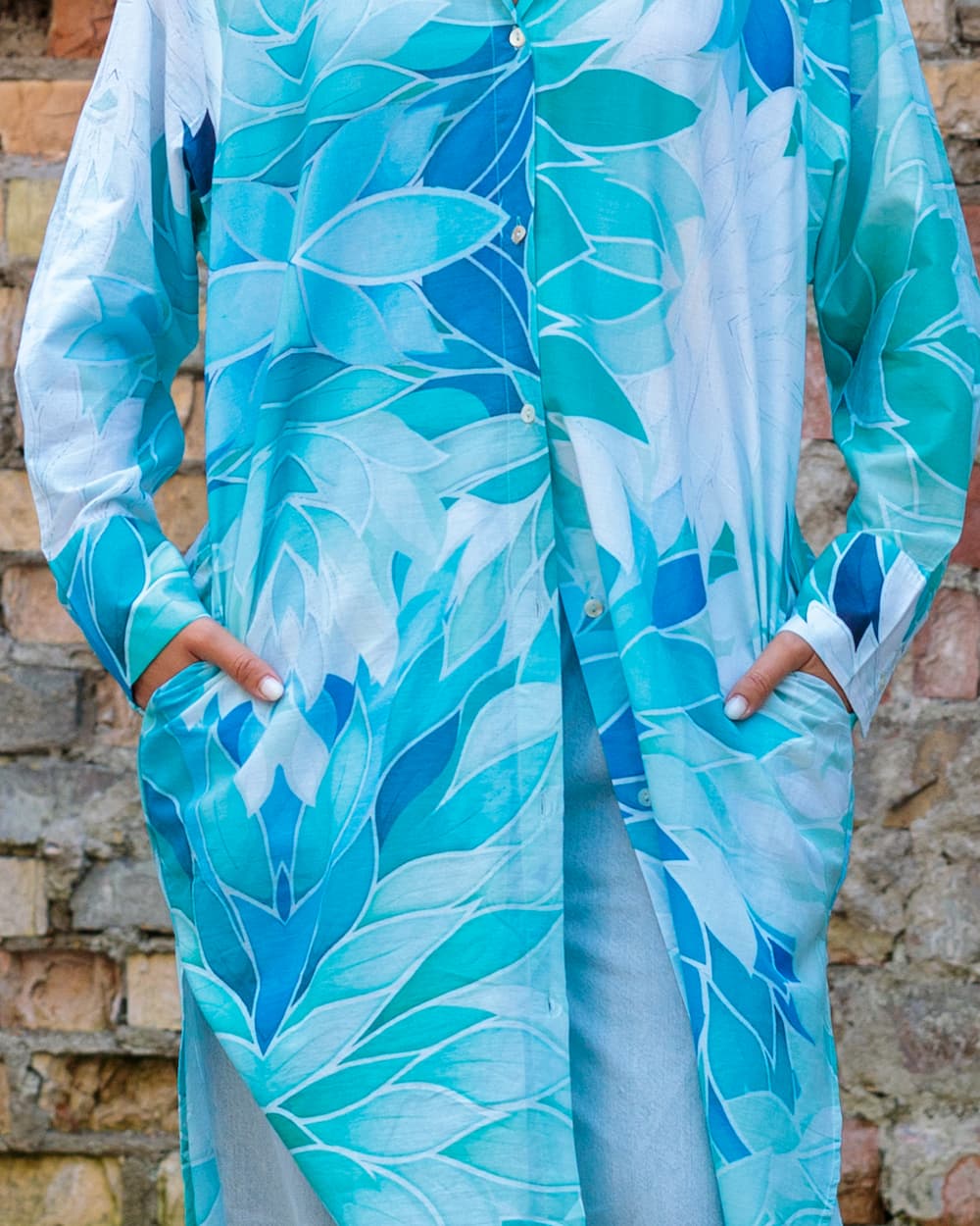 Shirtdress in Cotton "Aquamarine"