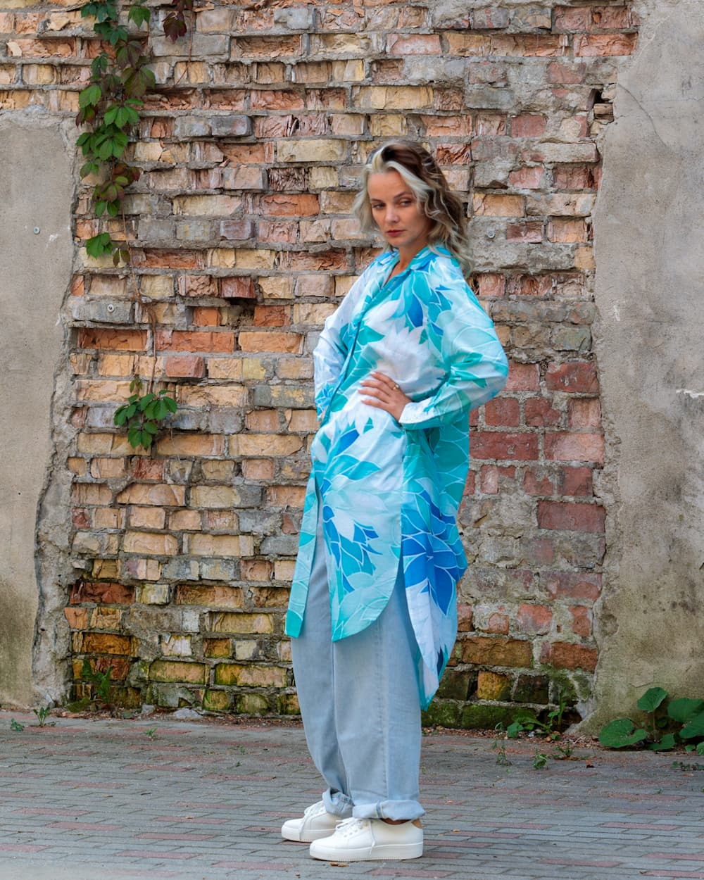 Shirtdress in Cotton "Aquamarine"