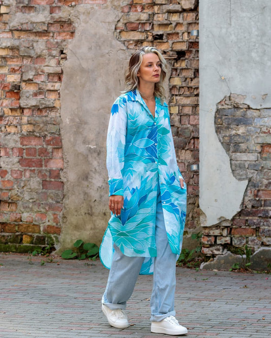 Shirtdress in Cotton "Aquamarine"