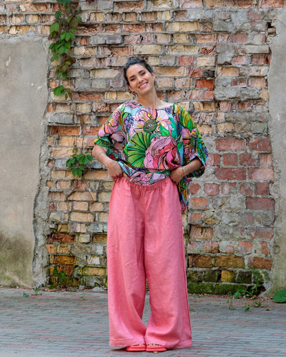 Pants in Linen "Coral"