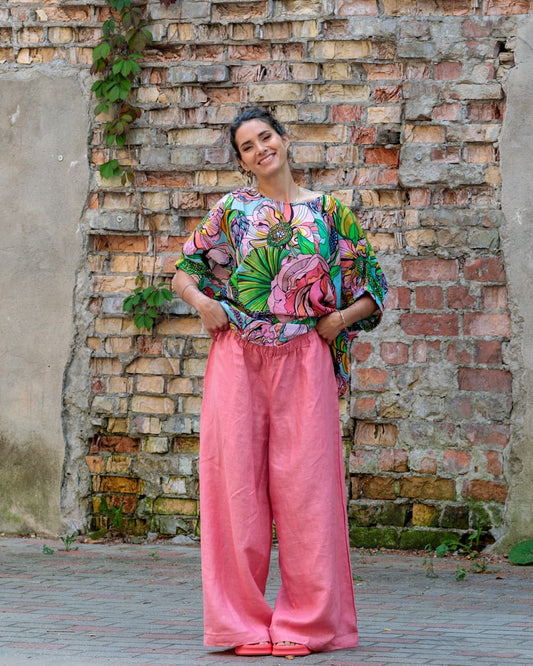 Pants in Linen "Coral"