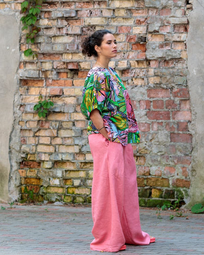 Pants in Linen "Coral"