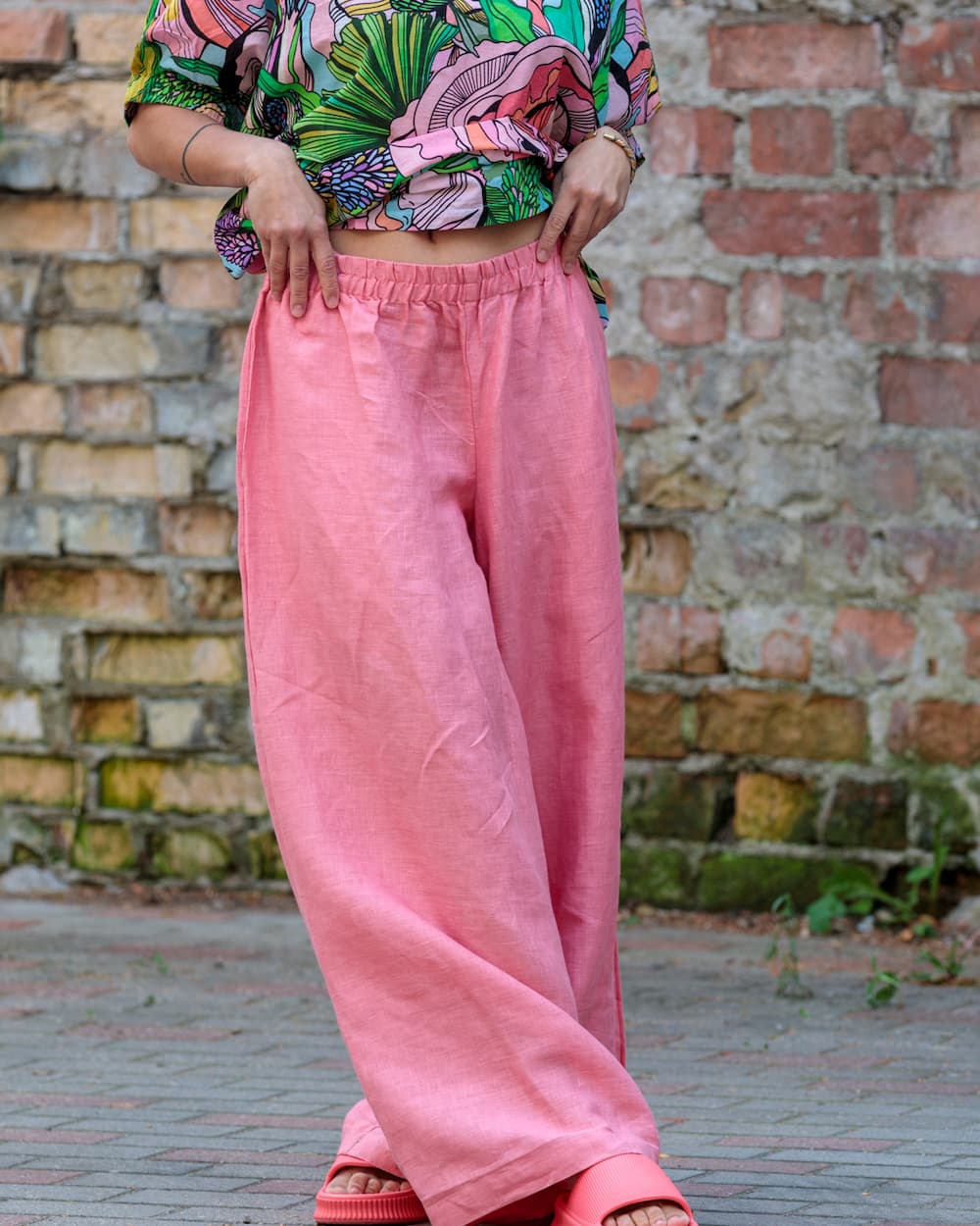 Pants in Linen "Coral"