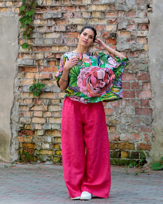 Pants in Linen "Fuchsia"