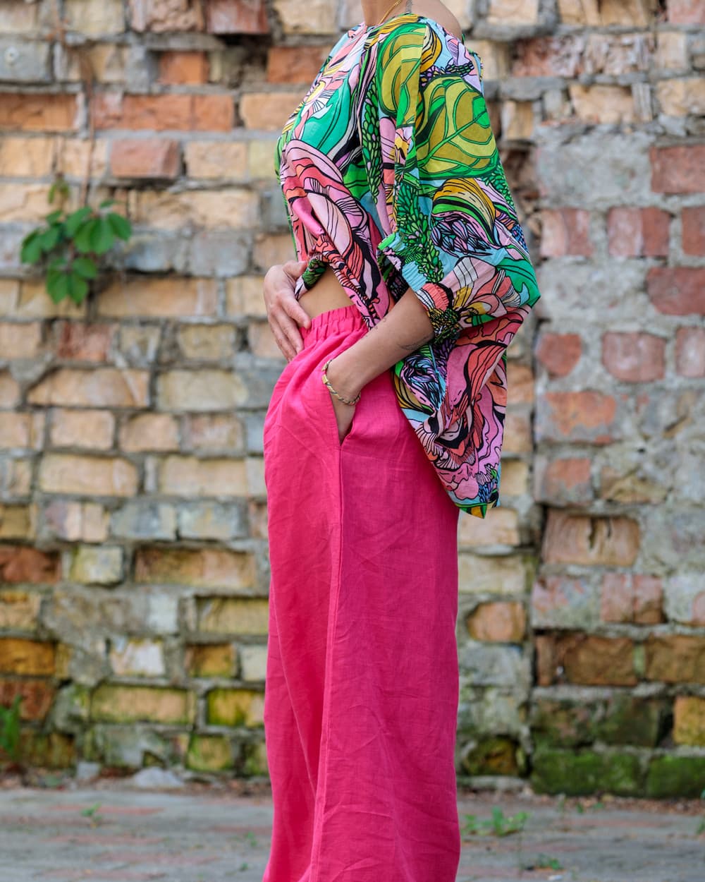 Pants in Linen "Fuchsia"
