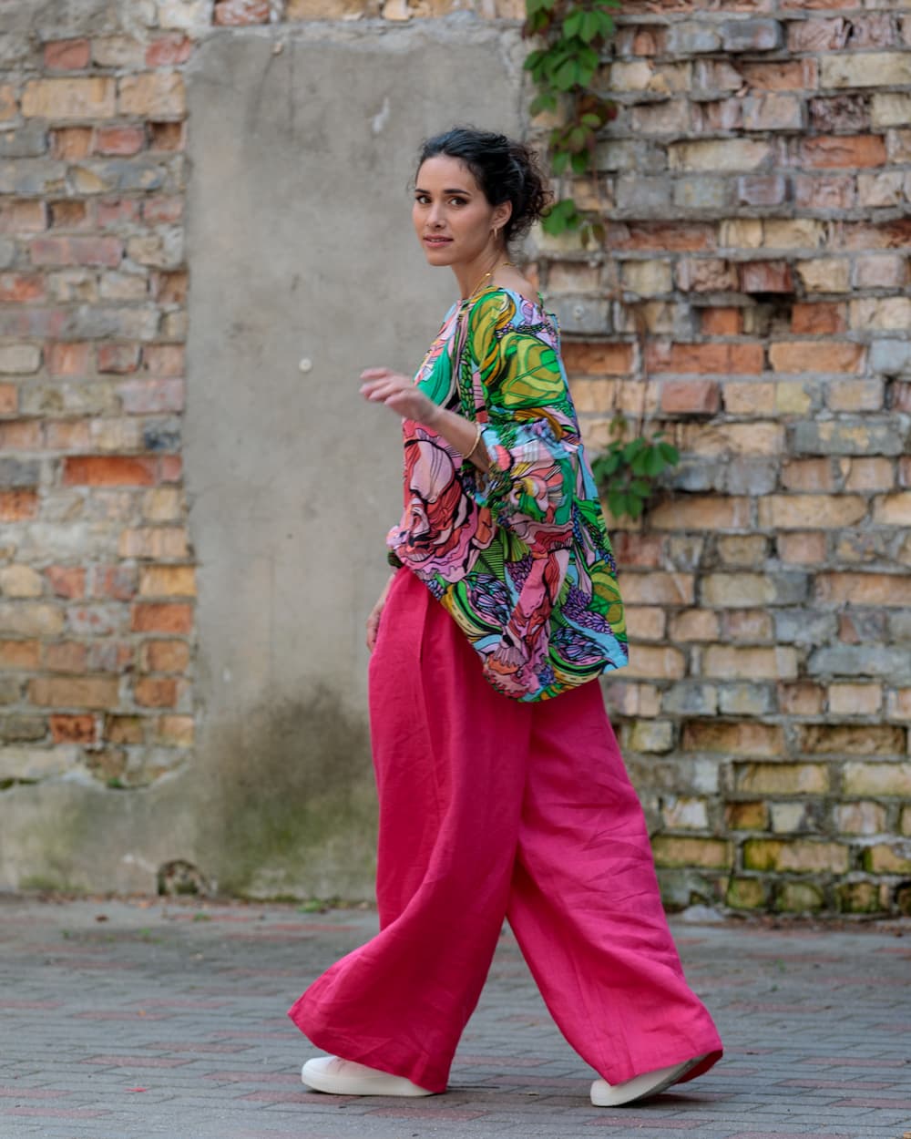 Pants in Linen "Fuchsia"