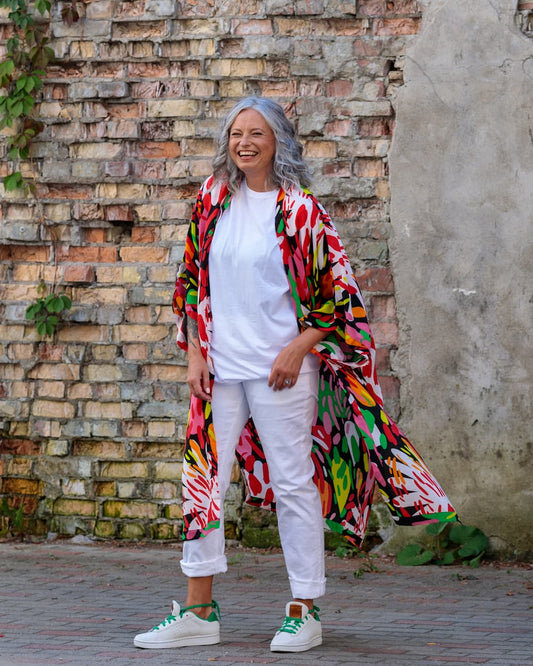 Kimono in Silk "Bright on Black"