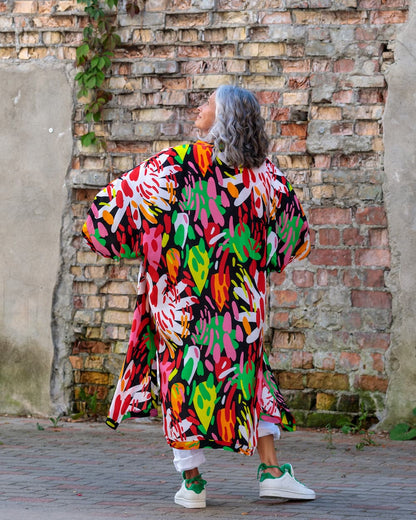 Kimono in Silk "Bright on Black"