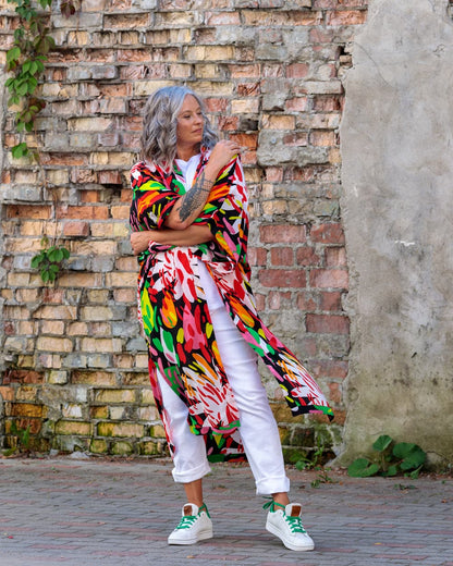 Kimono in Silk "Bright on Black"