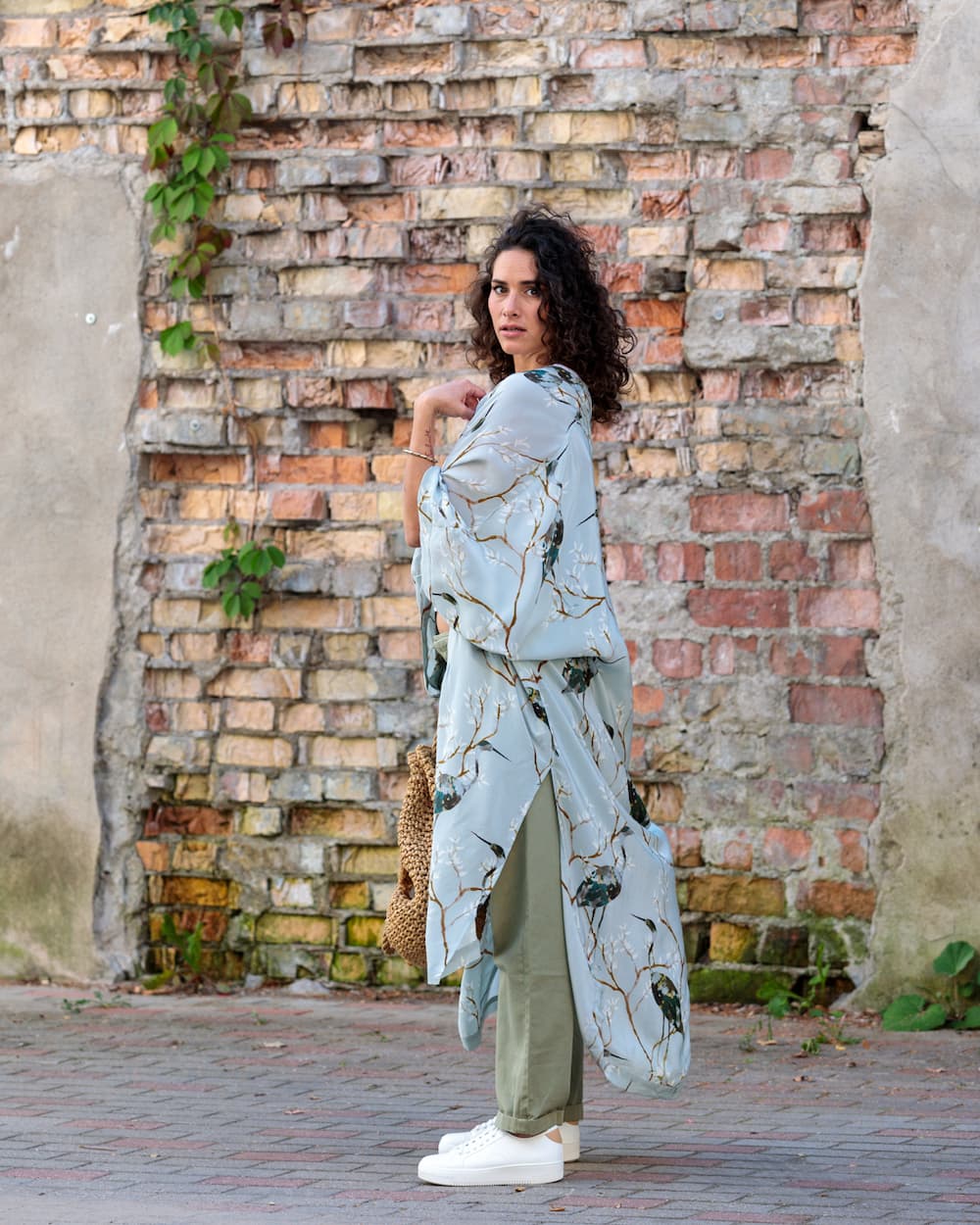 Kimono in Silk "Cranes"