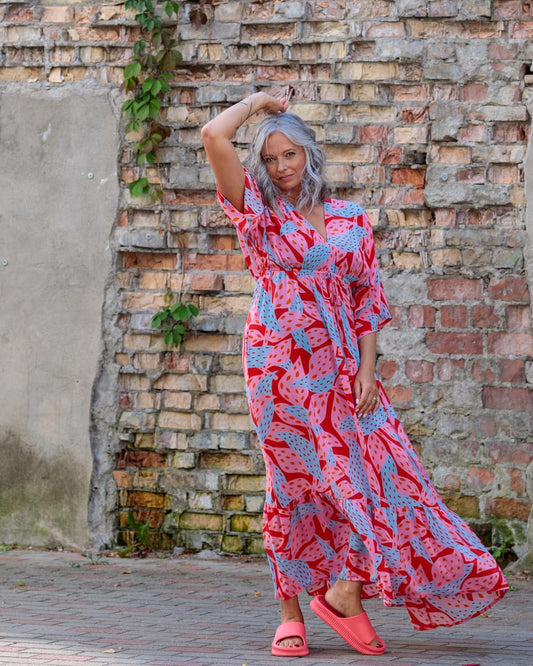 Long Dress in Silk "Pink Oshu"