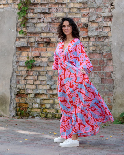 Long Dress in Cotton "Pink Oshu"