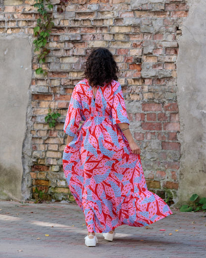 Long Dress in Cotton "Pink Oshu"
